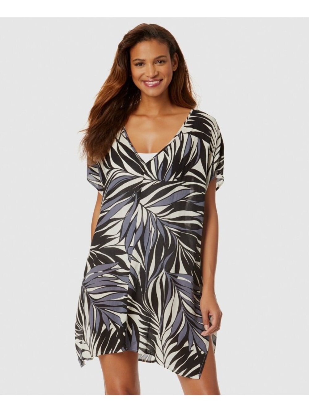 Anne Cole Women's Easy Tunic Swim Cover-Up, Black/ White, SZ L / XL